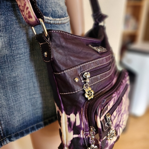 Angel Barcelo Vegan Purple Tie-Dye Crossbody Bag EUC - Picture 7 of 16